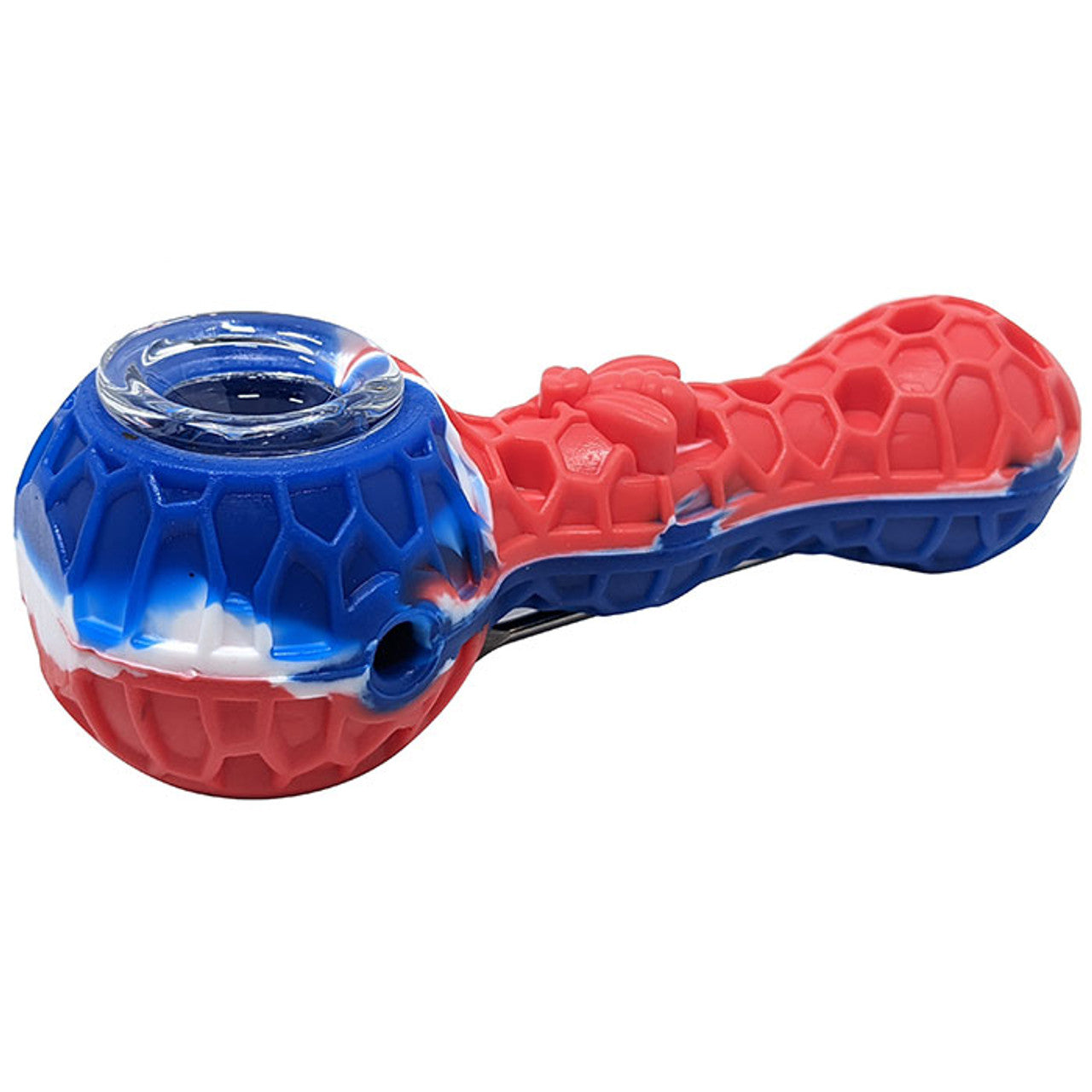 4.3" Silicone Honeycomb Spoon Hand Pipe with Metal Pick - Single Assorted