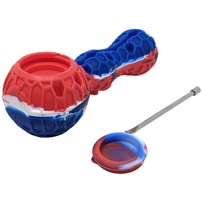 4.3" Silicone Honeycomb Spoon Hand Pipe with Metal Pick - Single Assorted