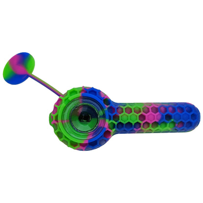 Silicone Glass Bowl & Cap Spoon Hand Pipe