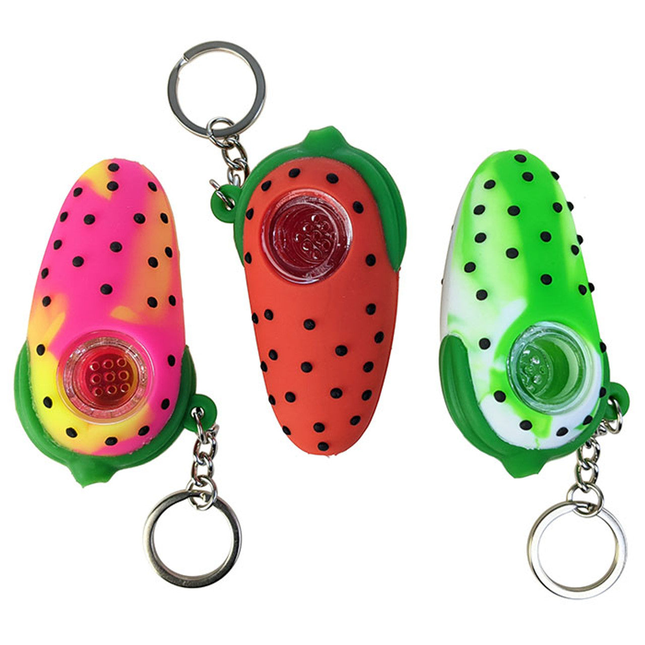 3" Silicone Strawberry Keychain Hand Pipe