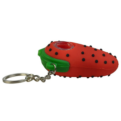 3" Silicone Strawberry Keychain Hand Pipe