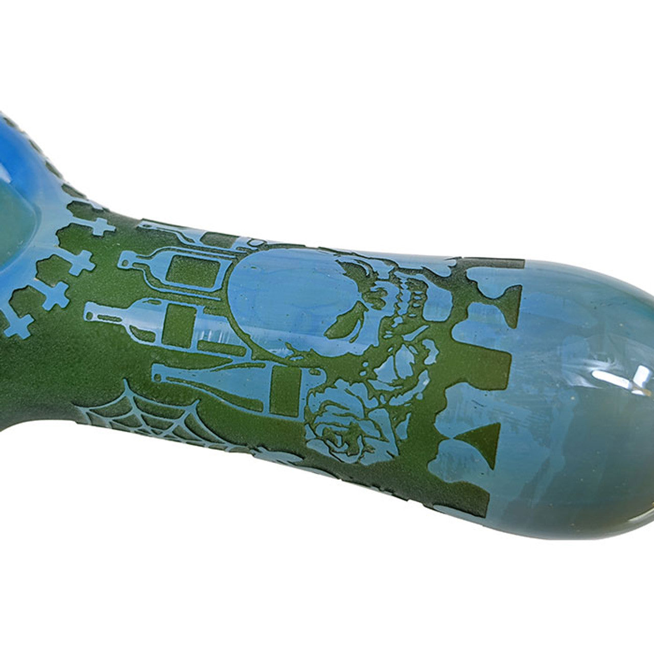 4" Silver Fumed Sand Blasted Etched Spoon Hand Pipe