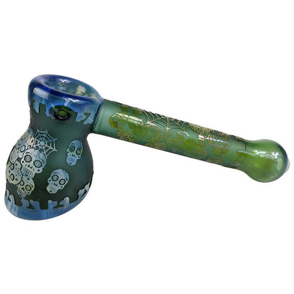 6" Sandblasted Etched Fumed Hammer Bubbler Hand Pipe