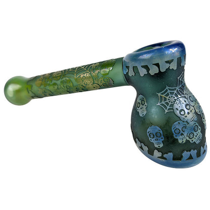 6" Sandblasted Etched Fumed Hammer Bubbler Hand Pipe