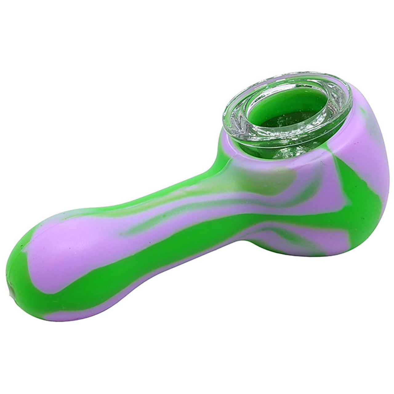 3" Silicone Mixed Color Glass Bowl Spoon Hand Pipe