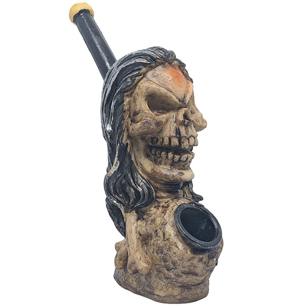 Resin Angry Dread Skull Hand Pipe