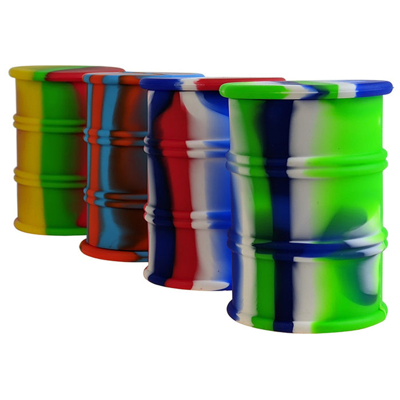 3.8" Silicone Assorted Color Oil Barrel Container - Single