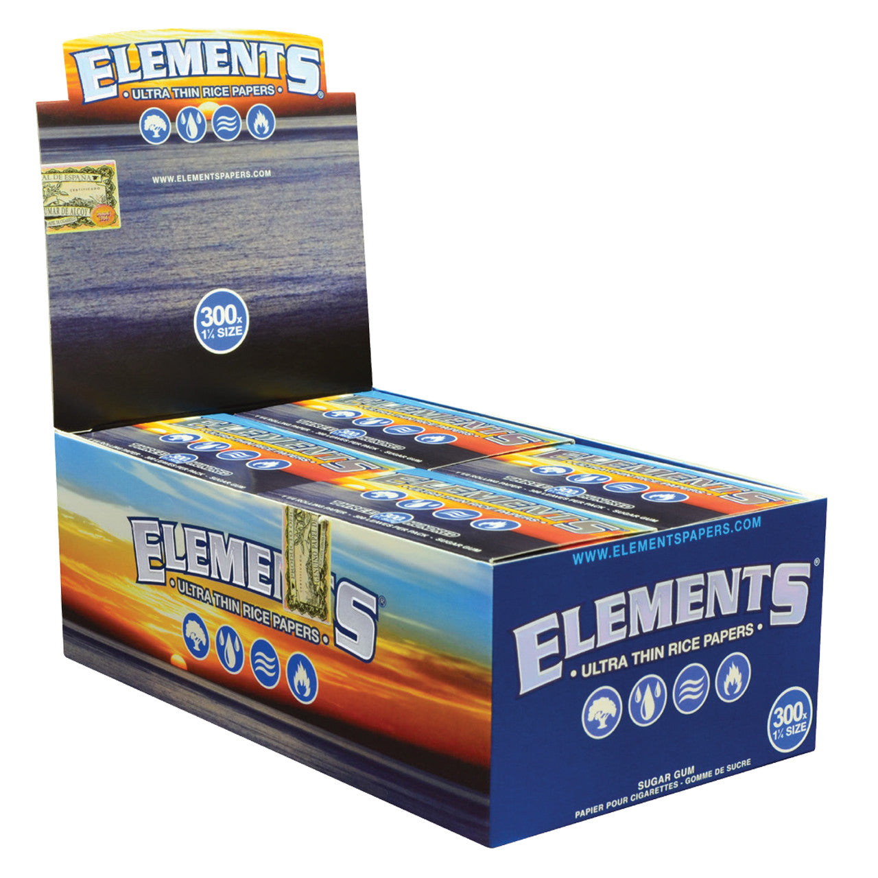 Elements - Ultra Thin 1¼ Size 300s Rolling Leaves - Display of 20