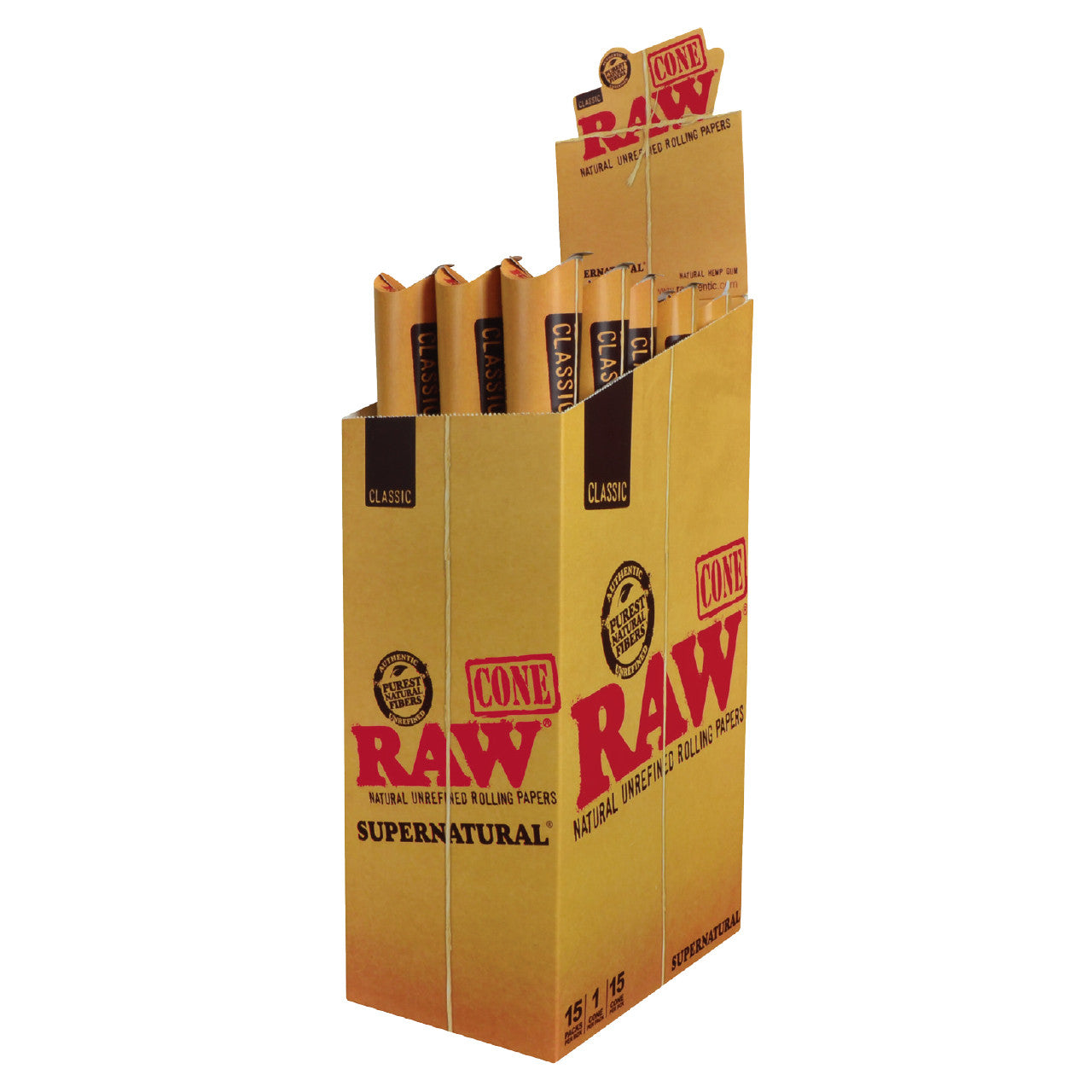 RAW® - Classic Unrefined Pre-Roll Cone Supernatural Size - Display of 15