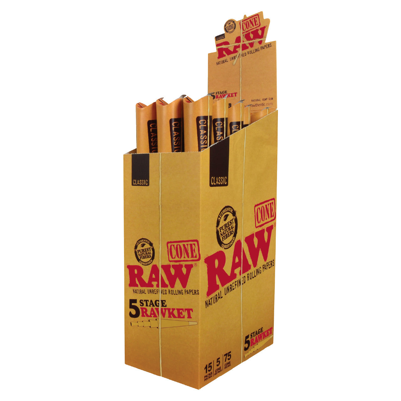 RAW® - Classic Pre-Roll Cone - 5 Stage Rawket - Display of 15