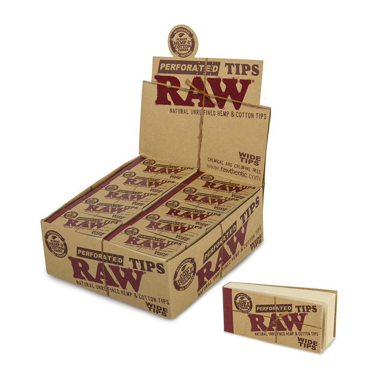 RAW® - Wide Perforated Rolling Tips (50ct) - Display of 50