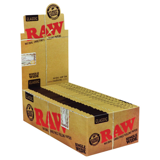 RAW® - Classic Rolling Papers Single Wide (Single Feed) 50ct - Display of 50