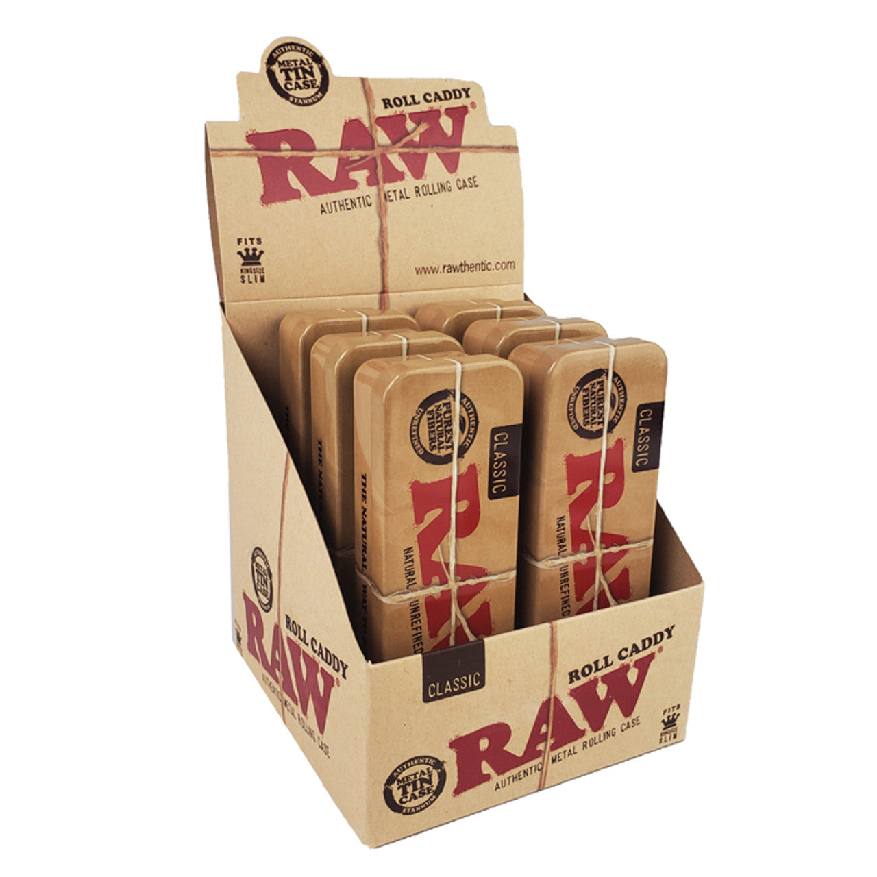 RAW® - Storage Tin Pre-Rolled King Size Cones - Display of 6