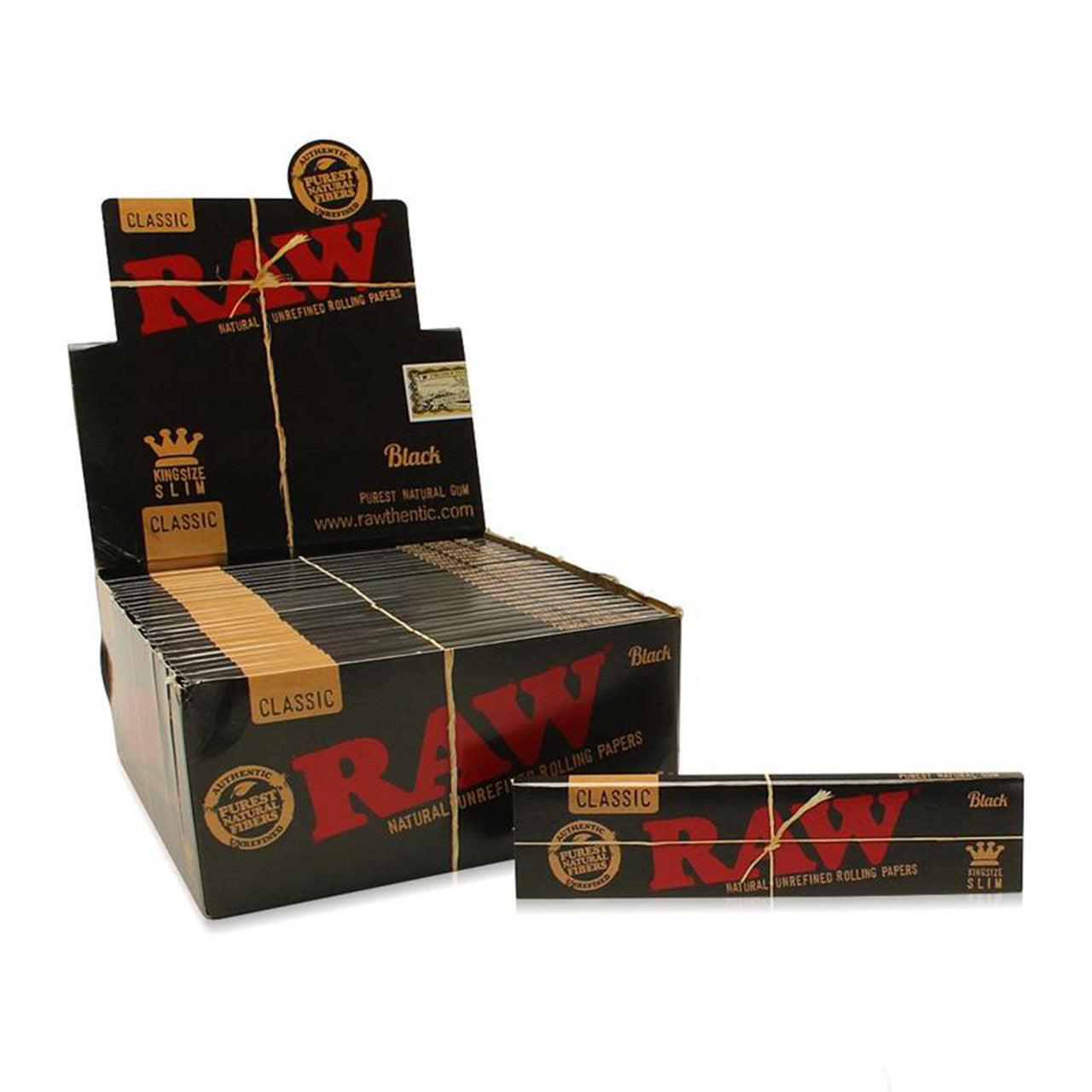 RAW® - Black King Size Slim Rolling Papers (32ct) - Display of 50