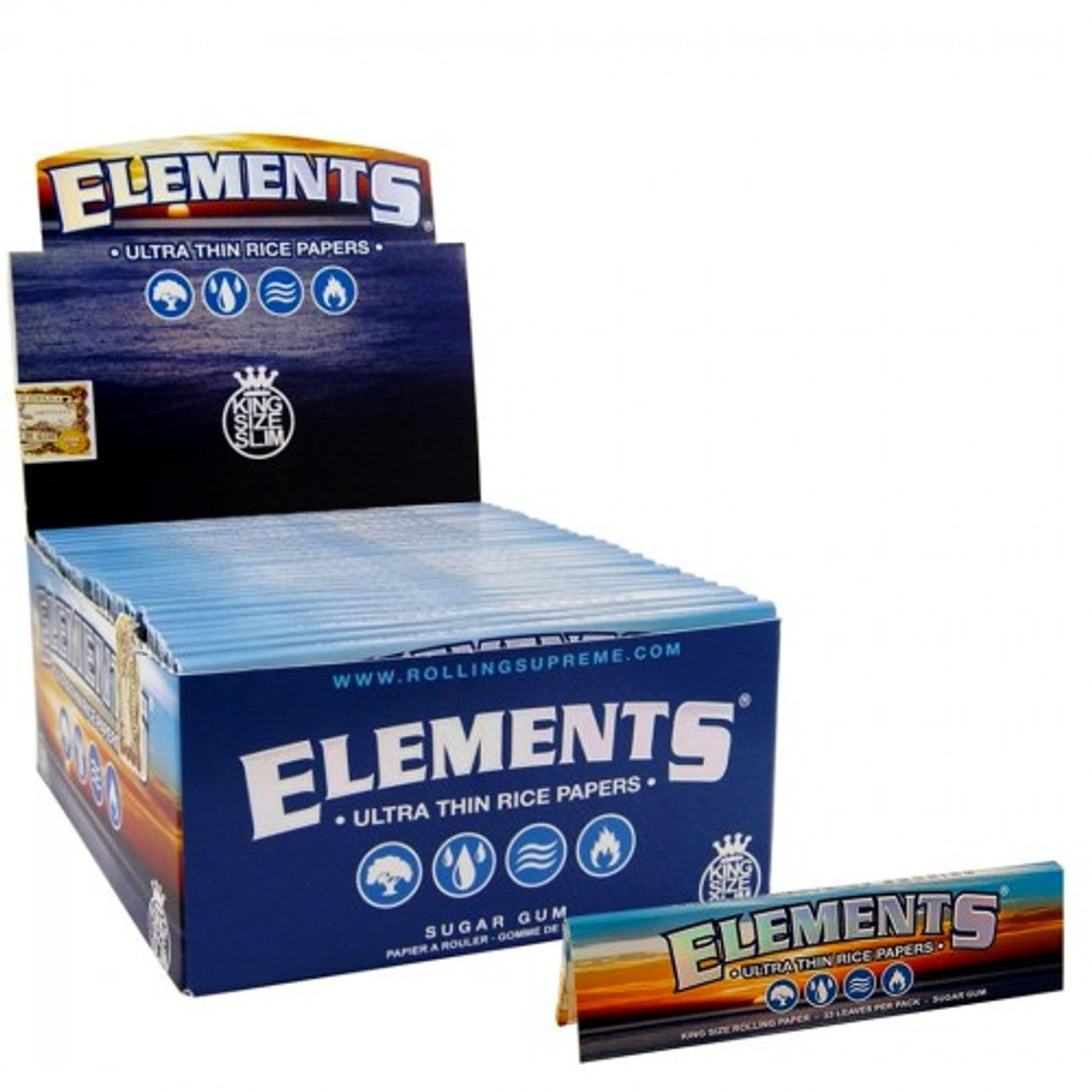 Elements - Ultra Rice Rolling Papers King Size Slim - Box of 50