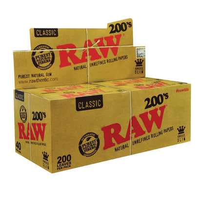 RAW® - Classic Rolling Papers King Size Slim 200's (200ct) - Display of 40