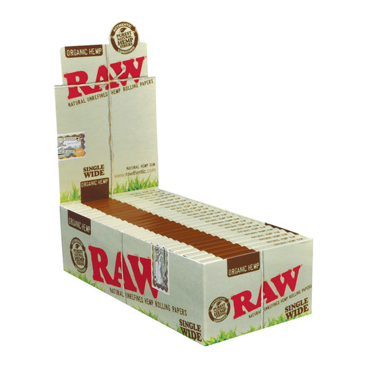 RAW® - Organic Hemp Rolling Papers Single Wide (Double Feed) 100ct - Display of 25