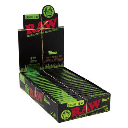 RAW® - Organic Hemp Black Rolling Papers 1¼ (50ct) - Display 24