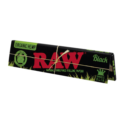 RAW® - Organic Hemp Black Rolling Papers King Size Slim (32ct) - Display of 50