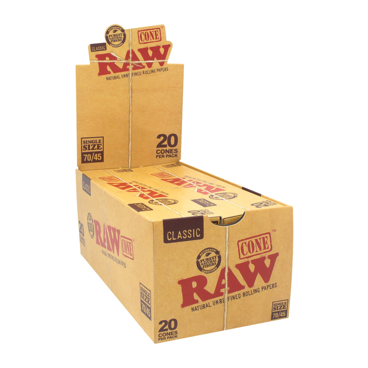 RAW® - Classic Pre-Roll Cone 70mm/45mm Size (20ct) - Display of 12