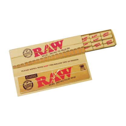 RAW® - Masterpiece King Size Slim Rolling Papers with Tips (32ct) - Display of 24