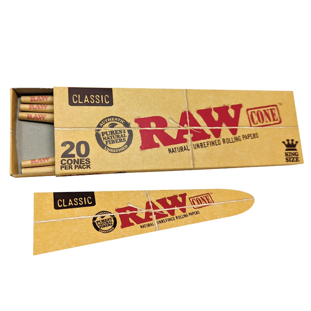 RAW® - Classic Pre-Roll Cone King Size with Funnel (20ct) - Display of 12