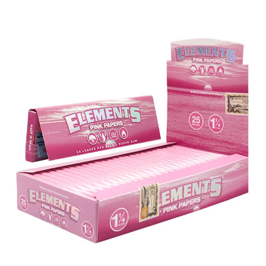 Elements - Pink Rolling Papers 1¼ (50ct) - Display of 25