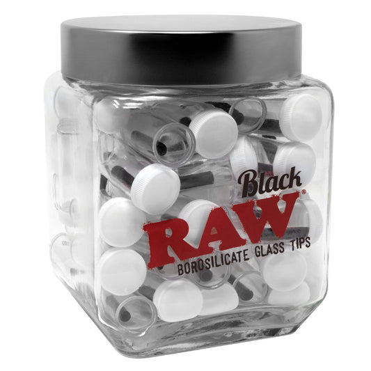 RAW® - Black Glass Tips - Display of 50