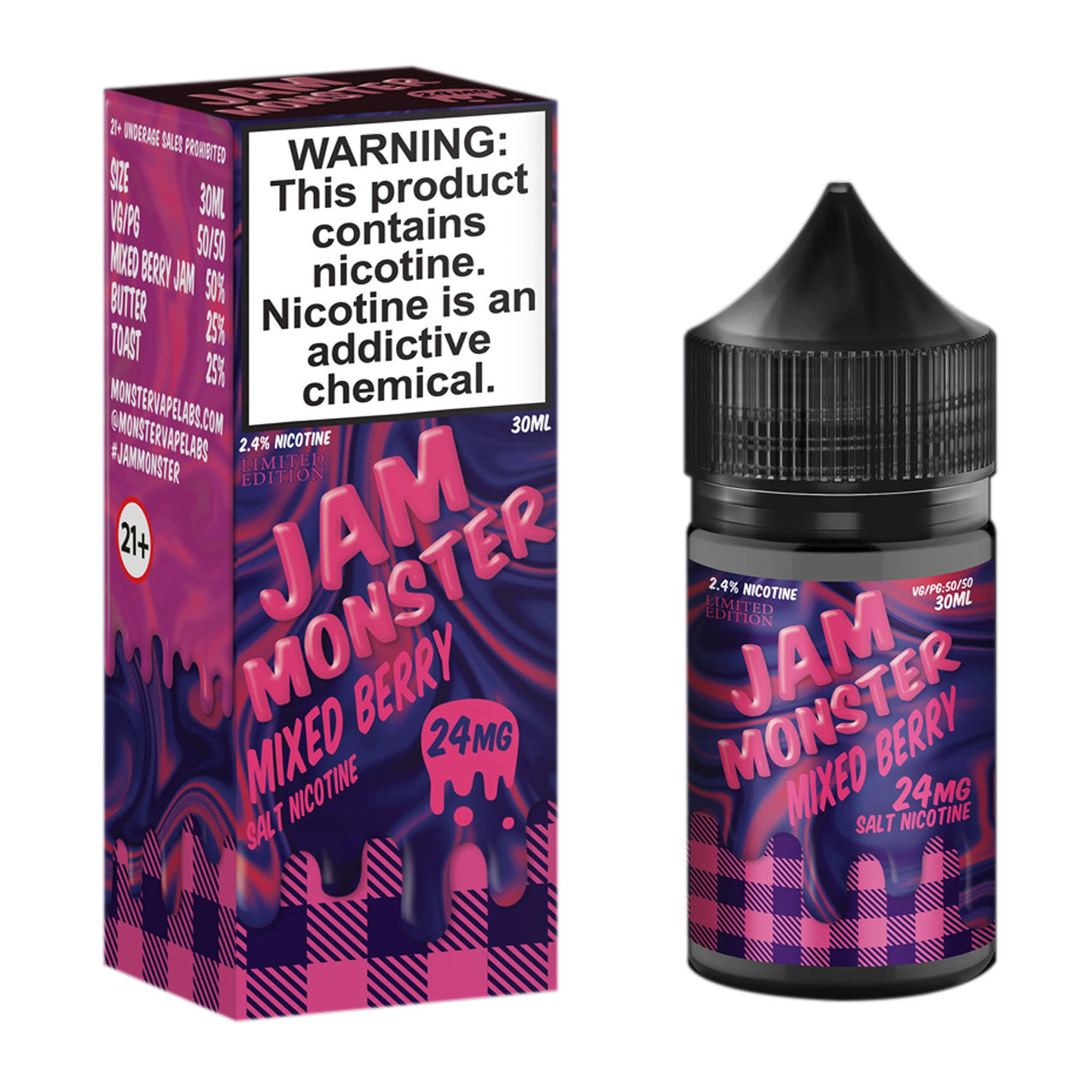 Jam Monster Tobacco-Free Nicotine Salts E-Liquid 30ml