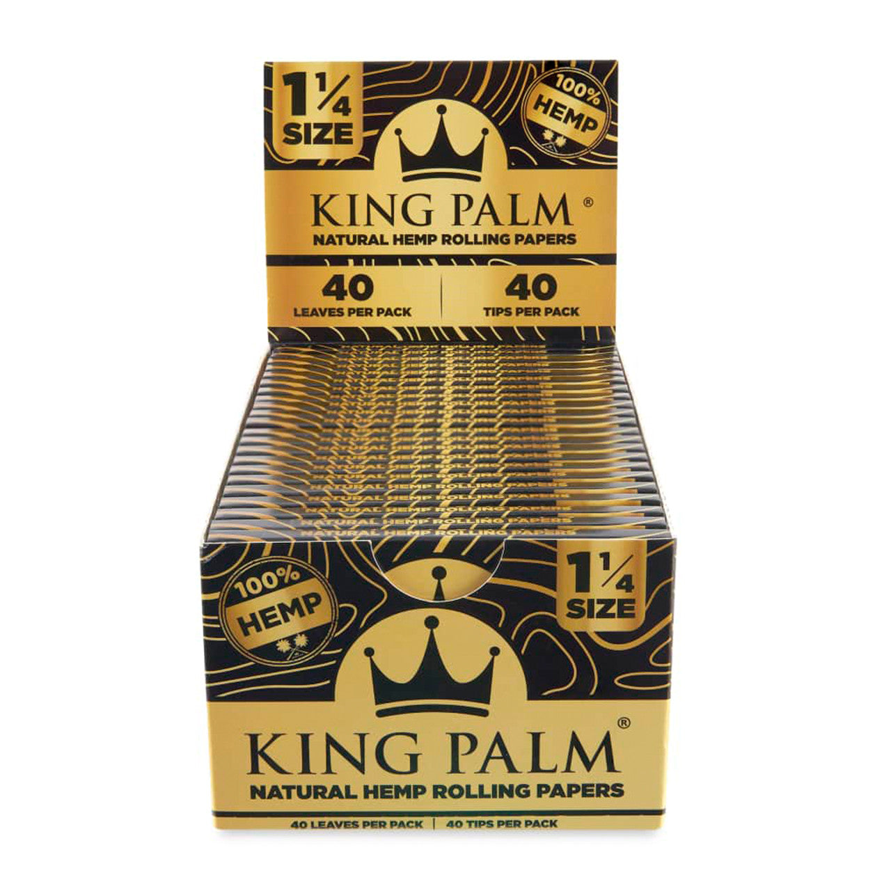 King Palm - 1¼ Hemp Rolling Papers And Filter (40ct) - Display of 22