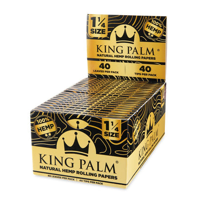 King Palm - 1¼ Hemp Rolling Papers And Filter (40ct) - Display of 22