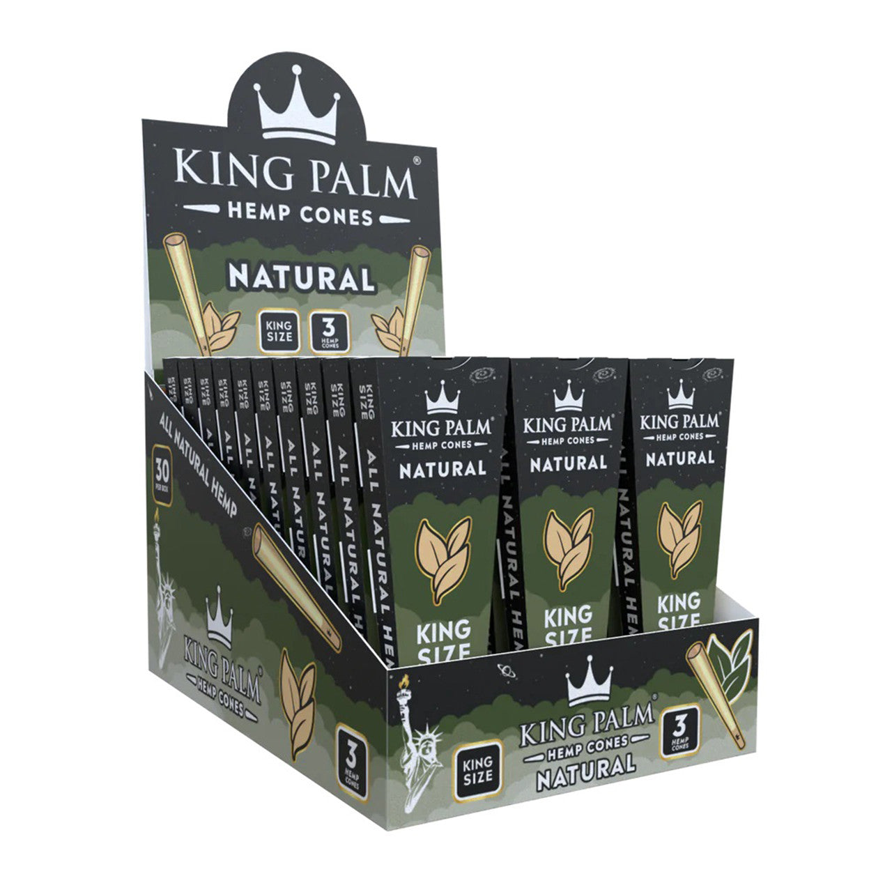 King Palm - King Size Pre-Roll Hemp Cones (3pk) - Display of 30