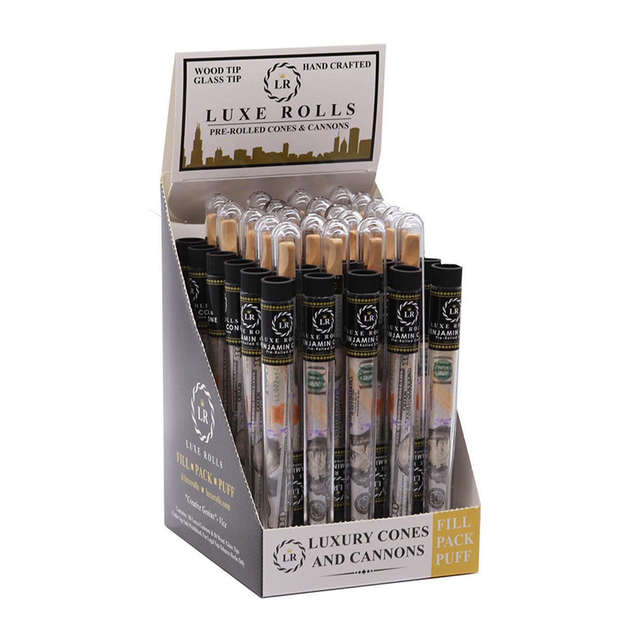 Luxe Rolls - Benjamin Pre-Roll Cone (1ct) - Display of 50