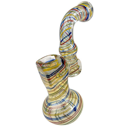 7" Silver Fumed Rasta Spiral Squared Bubbler Hand Pipe