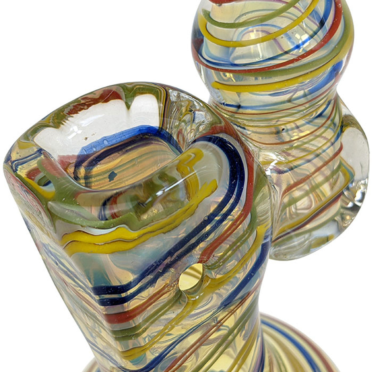 7" Silver Fumed Rasta Spiral Squared Bubbler Hand Pipe