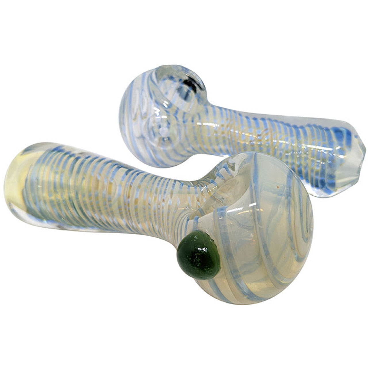 5" Silver Fumed Spiral Work Dot Spoon Hand Pipe - 2 Pack