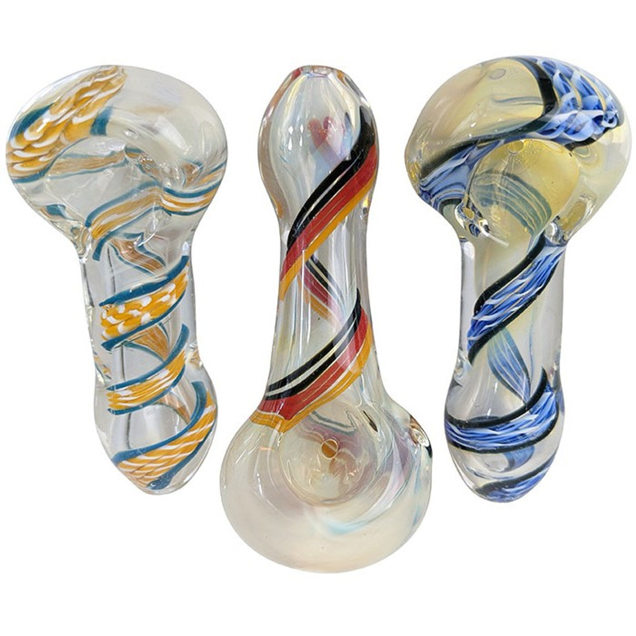 4" Silver Fumed Spiral Work Spoon Hand Pipe - 3 Pack