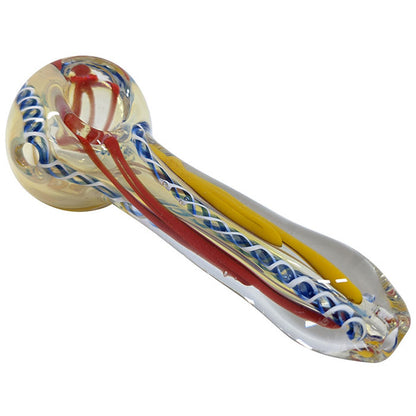 4" Silver Fumed Latticinio Twist Work Spoon Hand Pipe - 2 Pack