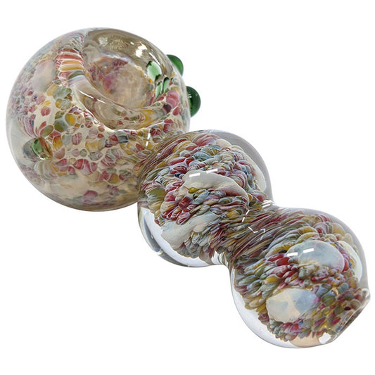 4" Silver Fumed Frit Bubble Spoon Hand Pipe