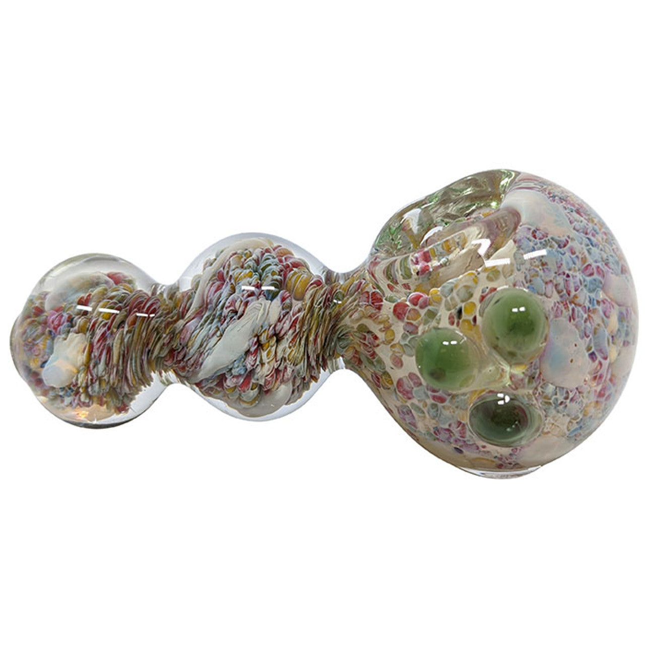 4" Silver Fumed Frit Bubble Spoon Hand Pipe