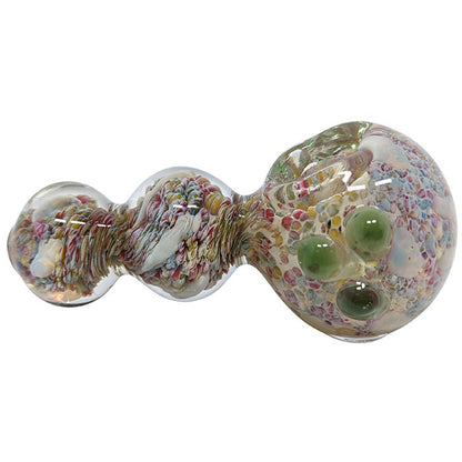 4" Silver Fumed Frit Bubble Spoon Hand Pipe