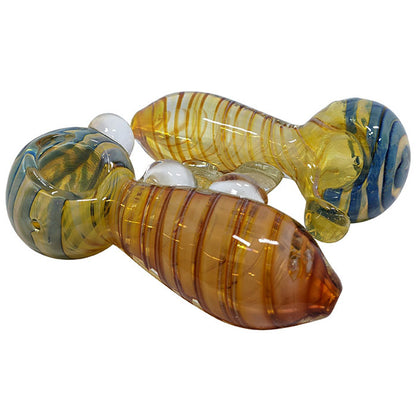 5" Fumed Triple Marble Spiral Work Spoon Hand Pipe - 2 Pack