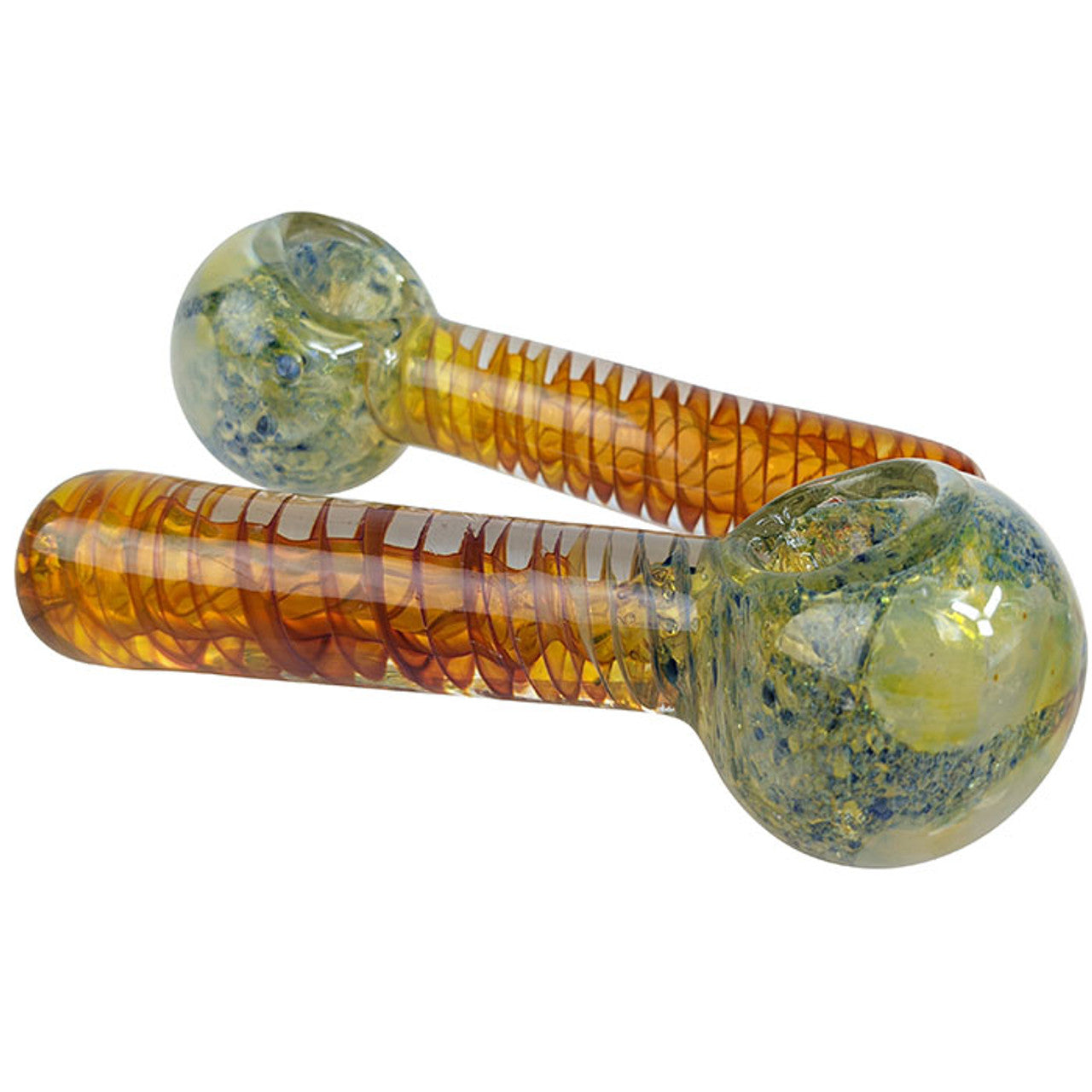 6" Silver Fumed Helix Work Spoon Hand Pipe - 2 Pack