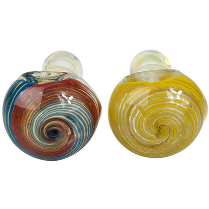 5" Silver Fumed Double Ring Spiral Work Spoon Hand Pipe - 2 Pack