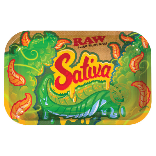 RAW® - Metal Rolling Tray Sativa Design - Small