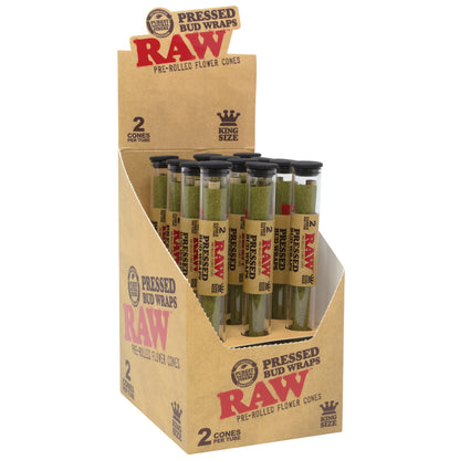 RAW® - Pressed Bud Wrap Pre-Roll Cones King Size (2ct) - Display of 12
