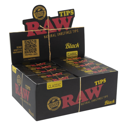 RAW® - Black Rolling Tips (50ct) - Display of 50