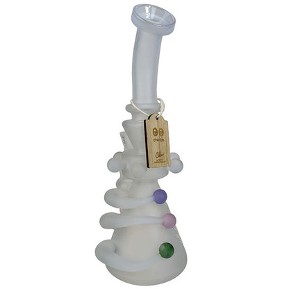 Cheech Glass - 11" Sand Blasted Colored Ball Banger Hanger Water Pipe - with 14M Bowl & 4mm Banger