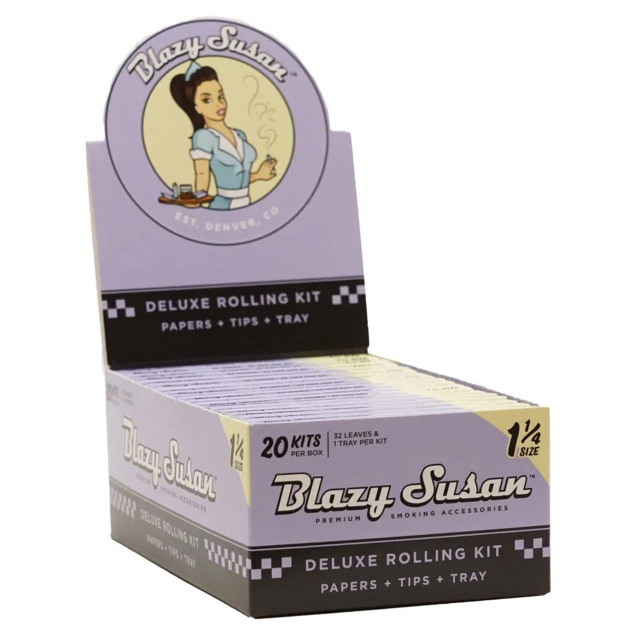 Blazy Susan® - Purple 1¼ Rolling Papers Deluxe Rolling Kit - Display of 20