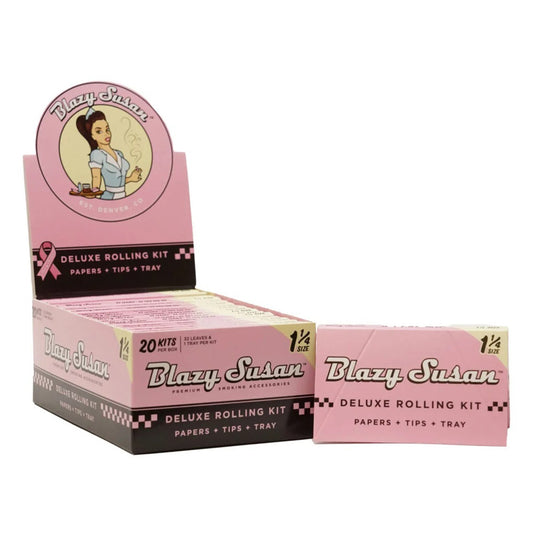 Blazy Susan® - Pink 1¼ Rolling Papers Deluxe Rolling Kit - Display of 20